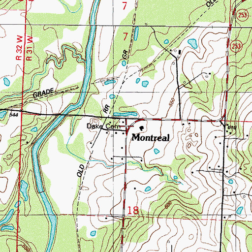 Topographic Map of Montreal, AR