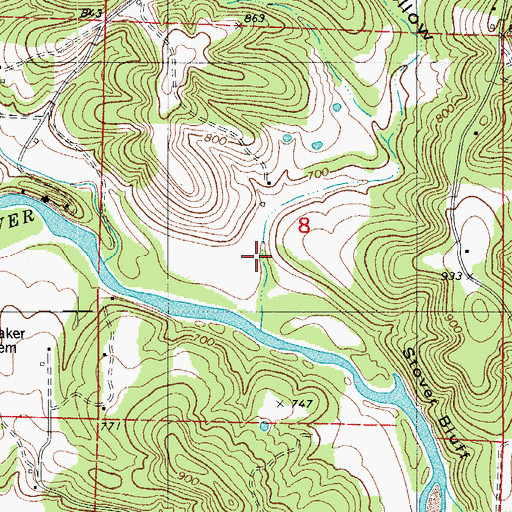 Topographic Map of Stover Hollow, MO