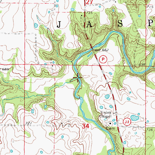 Topographic Map of Straight Branch, MO