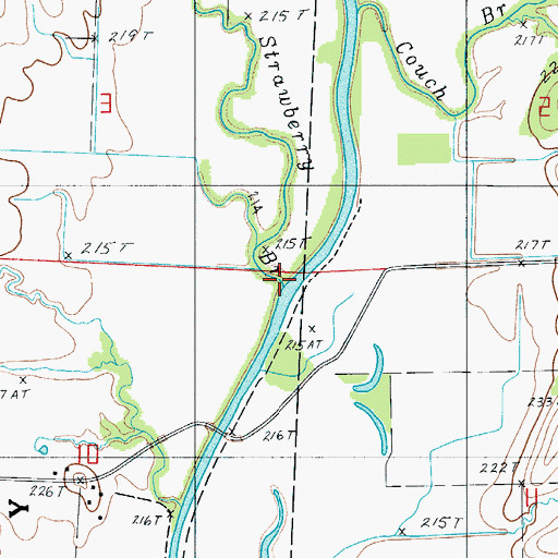 Topographic Map of Strawberry Branch, MO