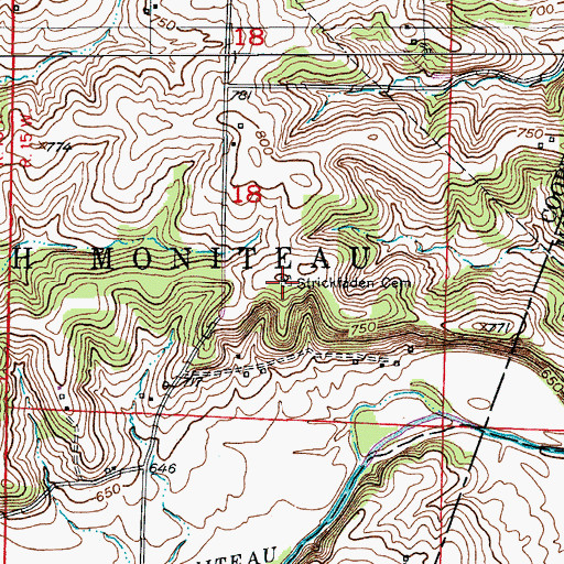 Topographic Map of Strickfaden Cemetery, MO