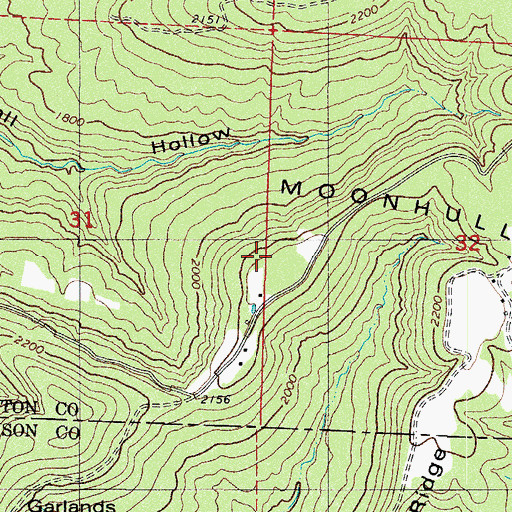 Topographic Map of Moonhull Mountain, AR