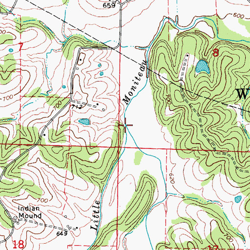 Topographic Map of String Creek, MO
