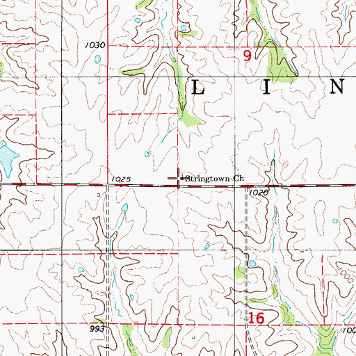 Topographic Map of Stringtown Church, MO