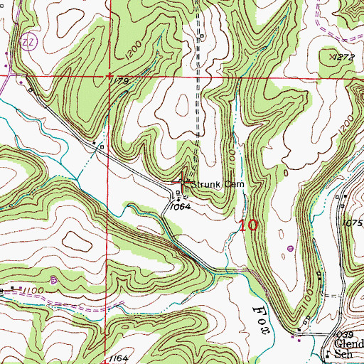 Topographic Map of Strunk Cemetery, MO