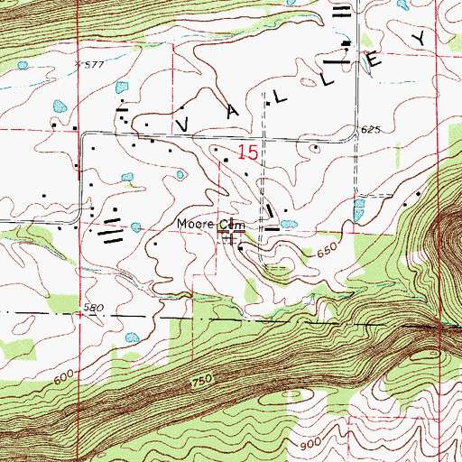 Topographic Map of Moore Cemetery, AR