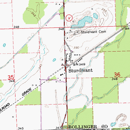 Topographic Map of Sturdivant, MO