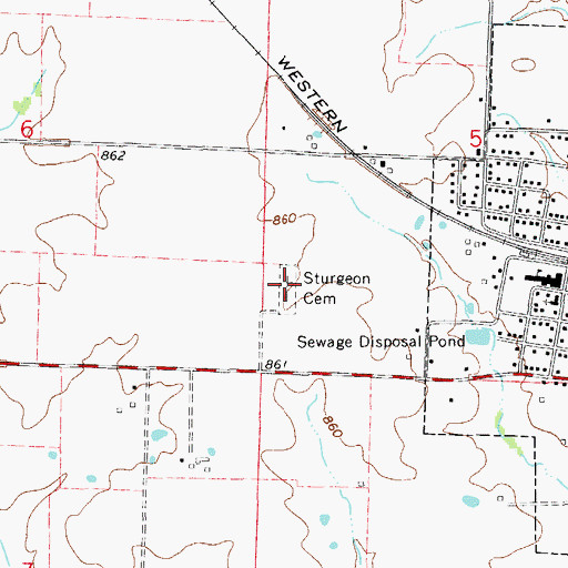 Topographic Map of Sturgeon Cemetery, MO
