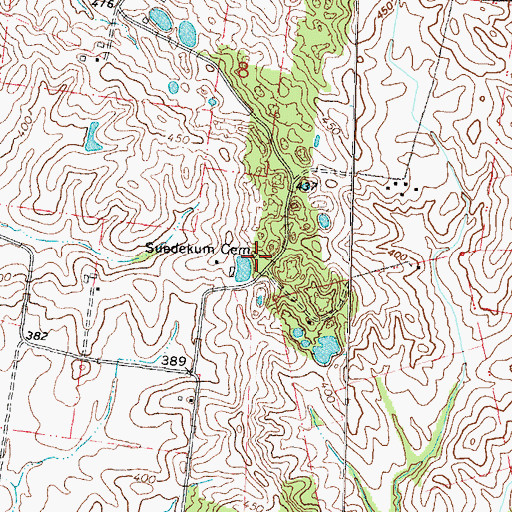Topographic Map of Suedekum Cemetery, MO