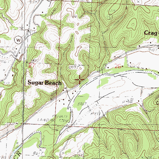 Topographic Map of Sugar Beach, MO