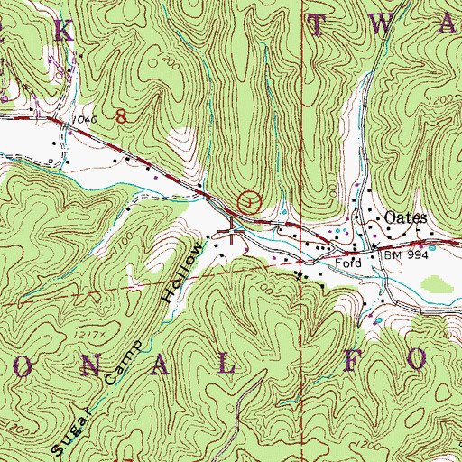 Topographic Map of Sugar Camp Hollow, MO