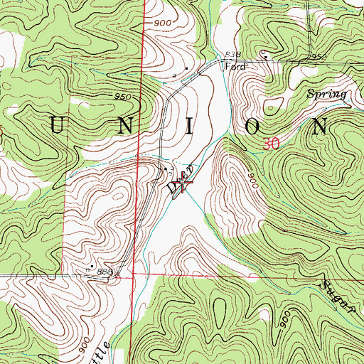 Topographic Map of Sugar Creek, MO