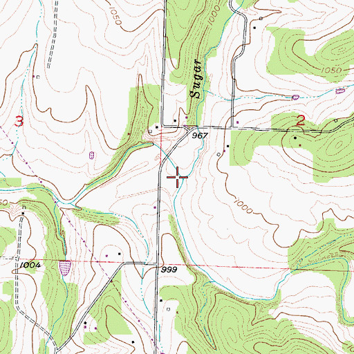Topographic Map of Sugar Creek, MO