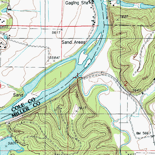 Topographic Map of Sugar Creek, MO