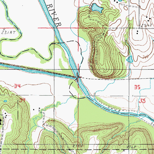 Topographic Map of Sugar Creek, MO