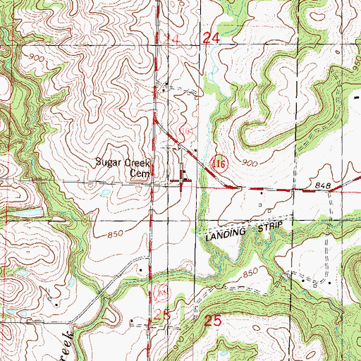 Topographic Map of Sugar Creek Church, MO