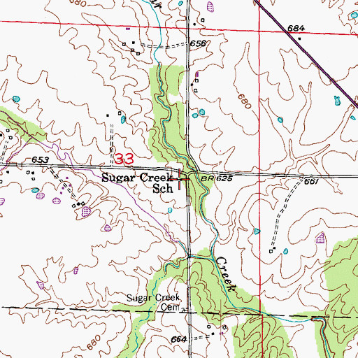 Topographic Map of Sugar Creek School, MO