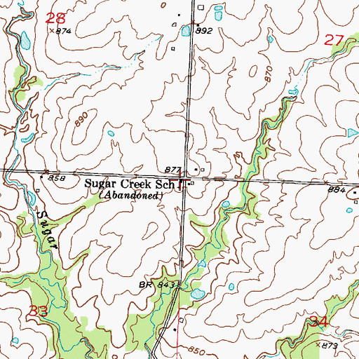 Topographic Map of Sugar Creek School (historical), MO