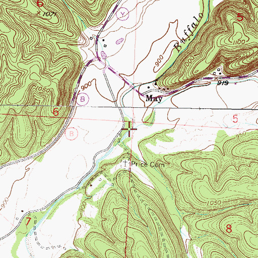 Topographic Map of Sugar Fork, MO