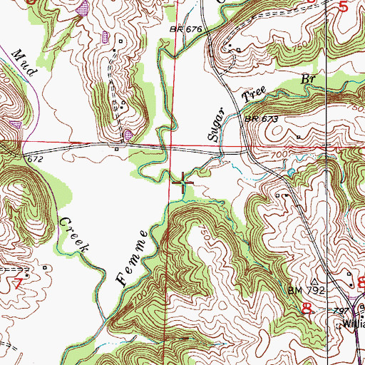 Topographic Map of Sugar Tree Branch, MO