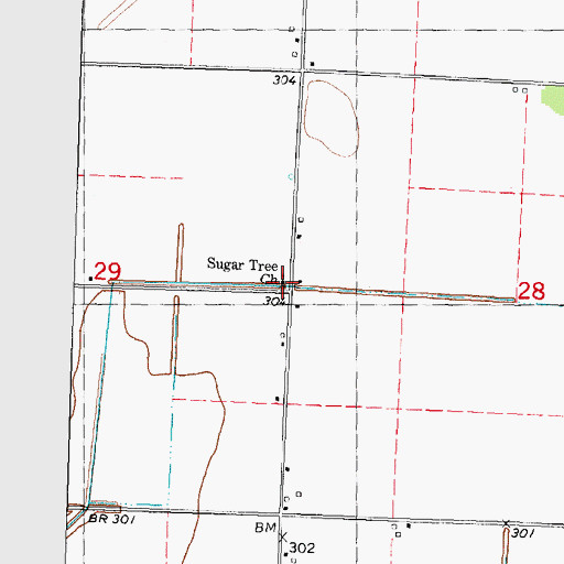 Topographic Map of Sugar Tree Church, MO