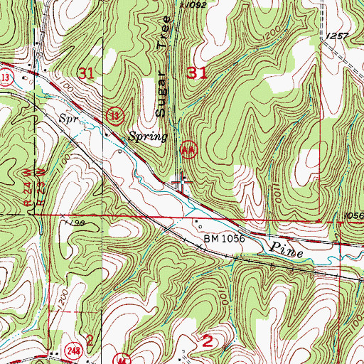 Topographic Map of Sugar Tree Hollow, MO