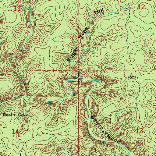Topographic Map of Sugar Tree Hollow, MO