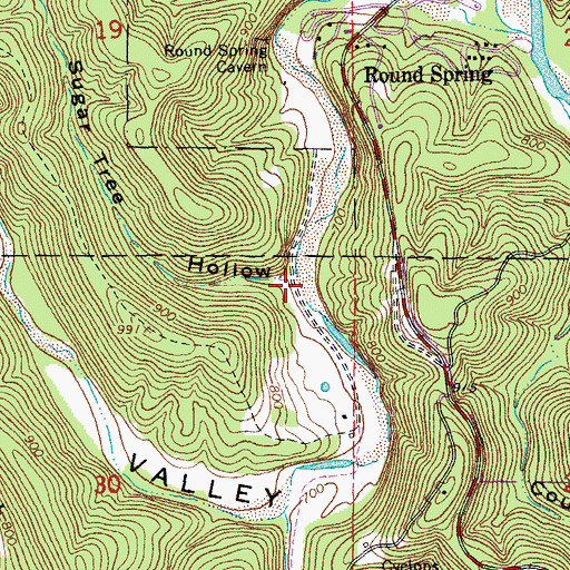 Topographic Map of Sugar Tree Hollow, MO