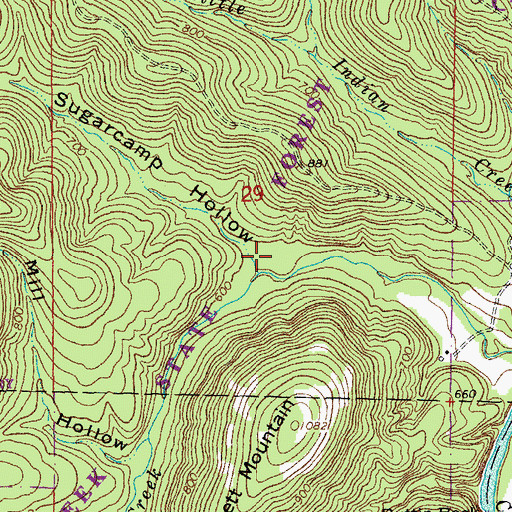 Topographic Map of Sugarcamp Hollow, MO
