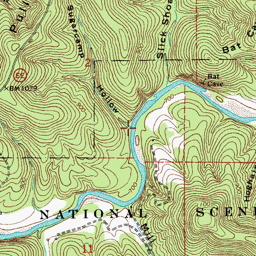 Topographic Map of Sugarcamp Hollow, MO