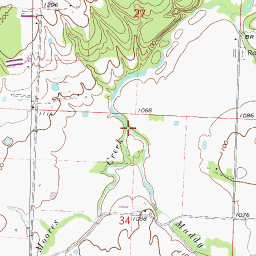 Topographic Map of Moores Creek, AR