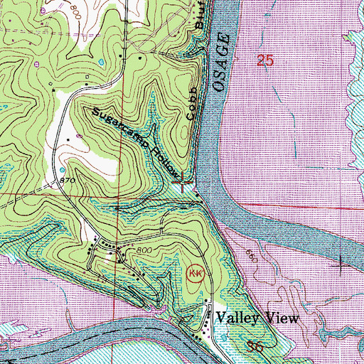 Topographic Map of Sugarcamp Hollow, MO