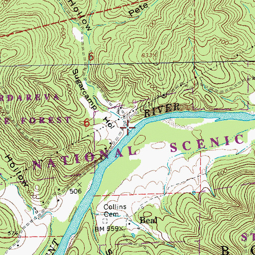 Topographic Map of Sugarcamp Hollow, MO