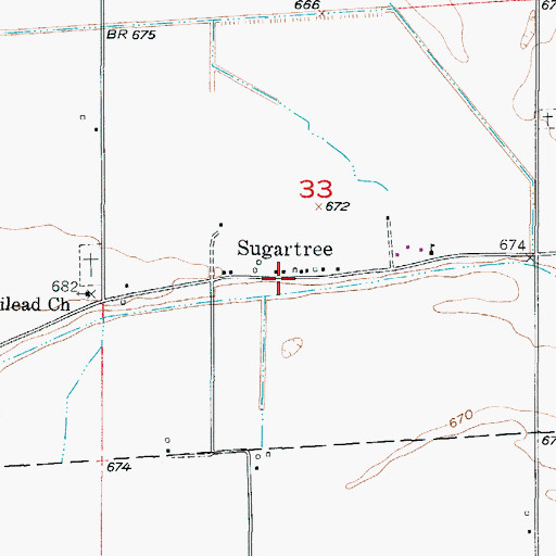 Topographic Map of Sugartree, MO
