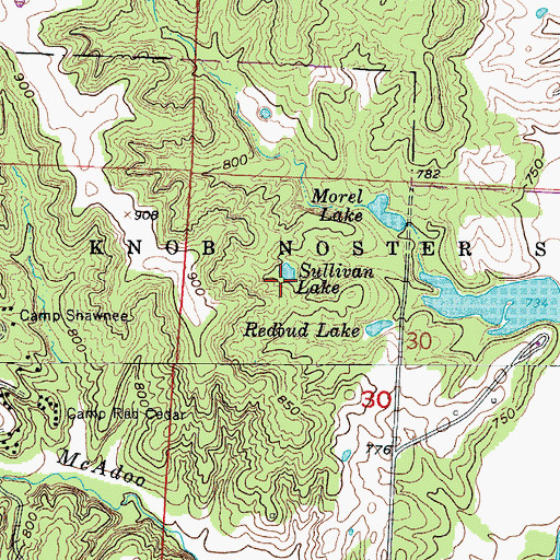 Topographic Map of Sullivan Lake, MO