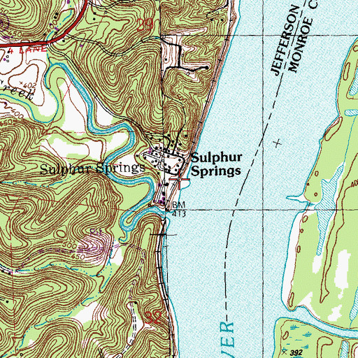Topographic Map of Sulphur Springs, MO