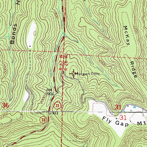 Topographic Map of Morgan Cemetery, AR
