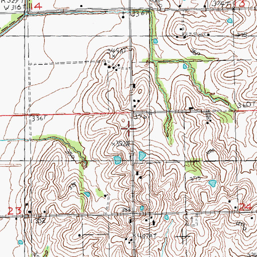 Topographic Map of Summer Cemetery, MO