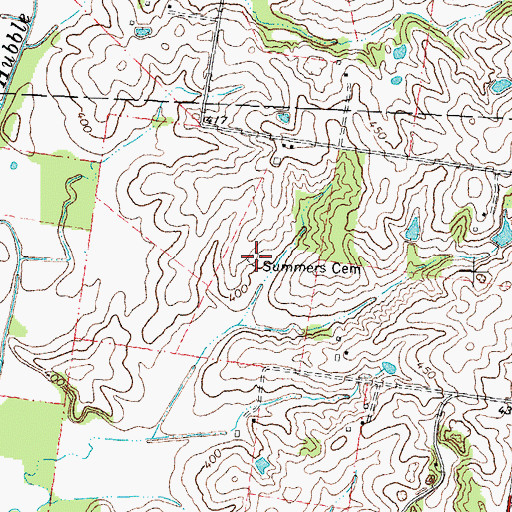 Topographic Map of Summers Cemetery, MO