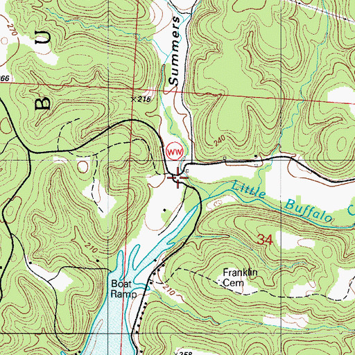 Topographic Map of Summers Hollow, MO