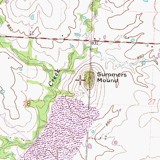 Topographic Map of Summers Mound, MO