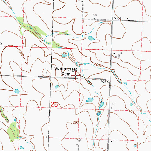 Topographic Map of Summerset Cemetery, MO