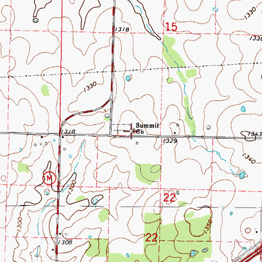 Topographic Map of Summit Church, MO