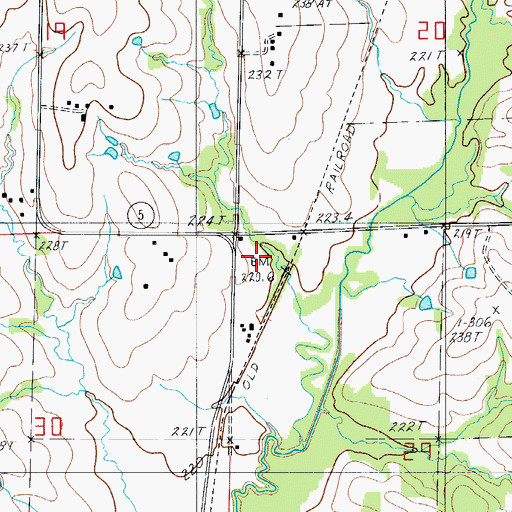Topographic Map of Sunny Point School, MO