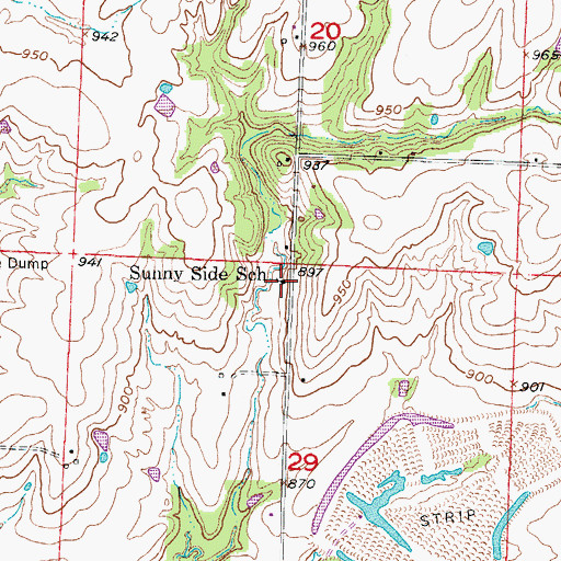 Topographic Map of Sunny Side School (historical), MO