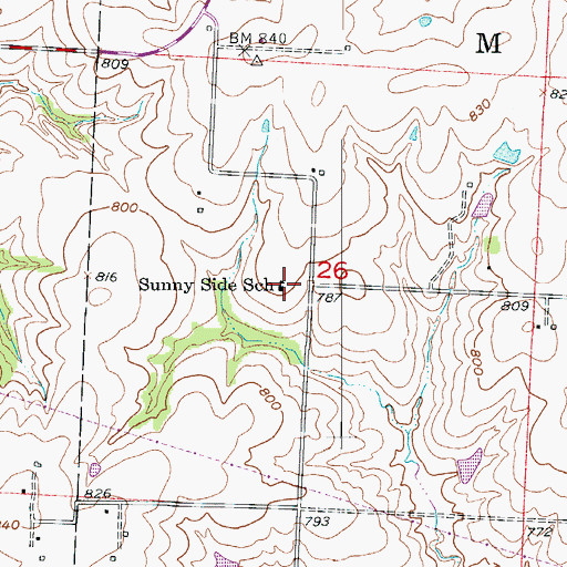 Topographic Map of Sunny Side School (historical), MO