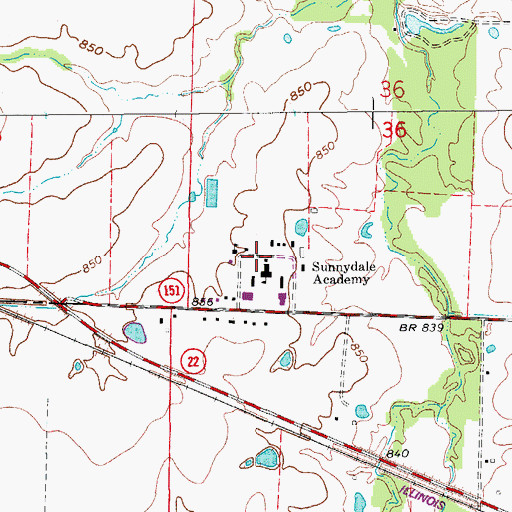 Topographic Map of Sunnydale Academy, MO