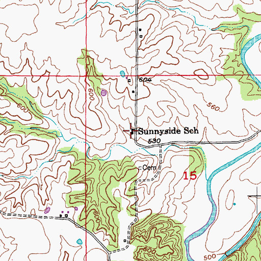 Topographic Map of Sunnyside School, MO