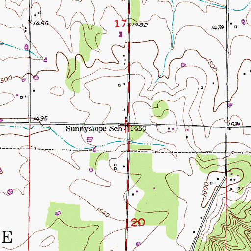 Topographic Map of Sunnyslope School, MO