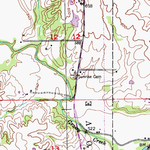 Topographic Map of Sunrise Cemetery, MO